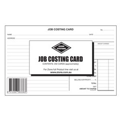 Zions JCC System Card Job Costing 5x8 Pack of 250